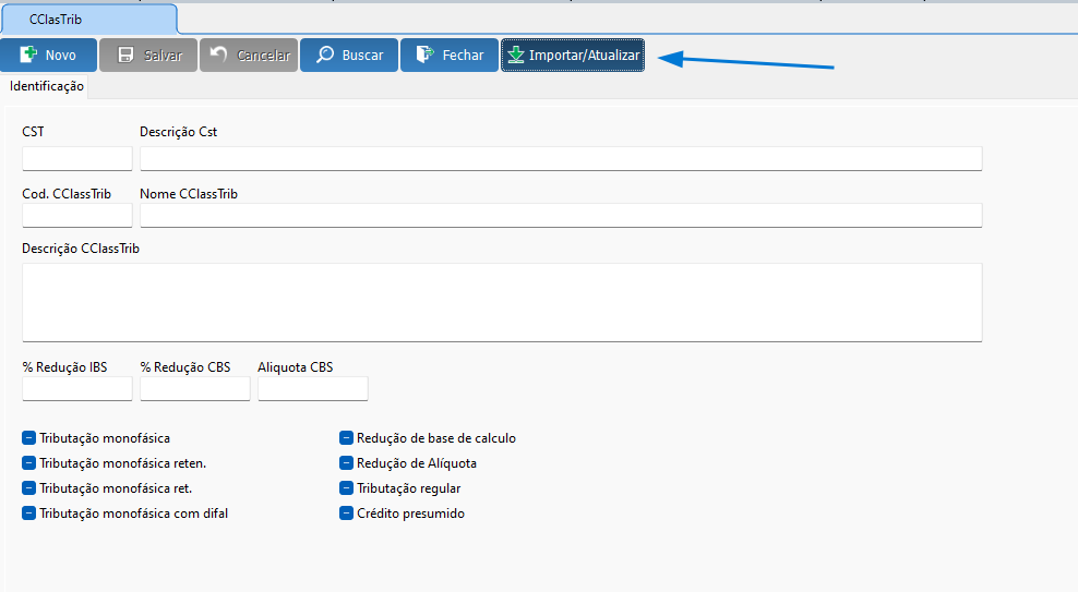 Importação da Classificação Tributária via API